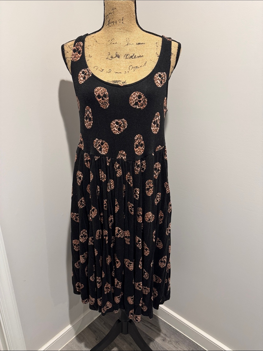 Torrid Sleeveless Black Dress with Leopard Skull Print